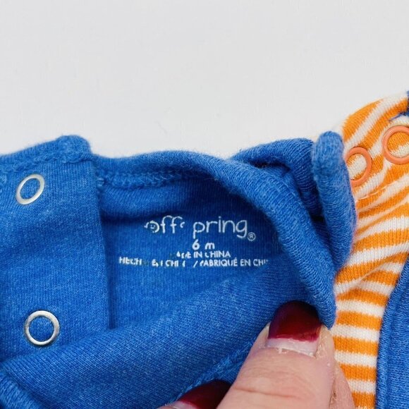 Offspring Infant Boys Size 6 Months Embroidered Airplane Striped Overalls 801 - Picture 5 of 6